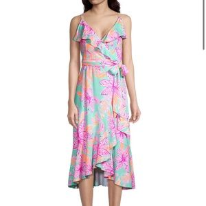 Fontaine Printed Knee-Length Wrap Dress NWT XS